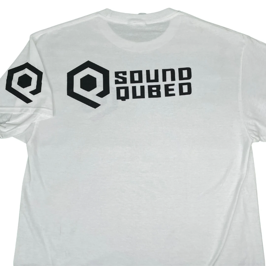 SoundQubed Logo T-Shirt – White with Black Logo – image 3